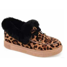 leopard  Light weight hot sale women Fur mocassins loafers ladies furry chunky shoes suede heavy stitching women winter shoes